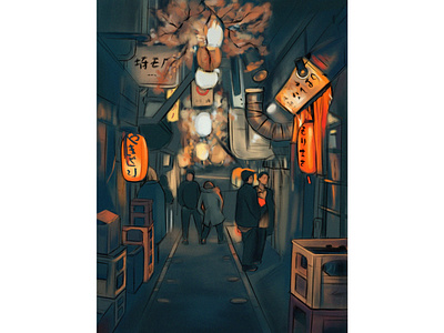 Night Life in Japan illustration