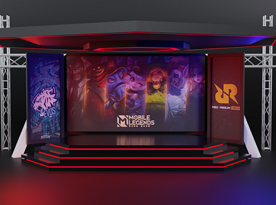 E-Sport Stage Concept Broadcast 2022 3d advert blender3d branding cycles design event game gaming indonesia mobile legend stage streaming virtual set virtual stage