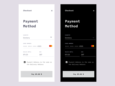 Payment Method App app branding credit card dark design flat mobile ui payment ui ux