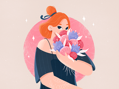 Women's Day 🌸 8 march art beautiful character cute art flat flowers holiday illustration ios ladies love macos productivity readdle sweet woman womens day