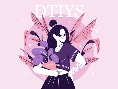 My first DTIYS challenge! art artist challenge character colorful cute design digital art draw draw this draw this in your style dtiys flat girl girl character illustration illustrator purple redraw style