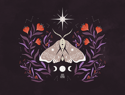 Magical Moth art artist character flat illustration illustrator magic magical modern moth textured
