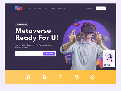 Metaverse NFT Hero Section Marketplace UI Design