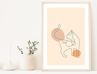 Wall Decor abstract line cat
