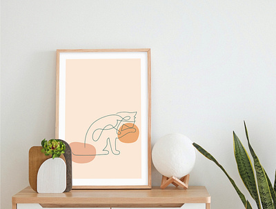 Wall Decor abstract line cat