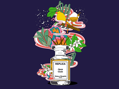 Jazz Club Parfum Bottle Illustration Print