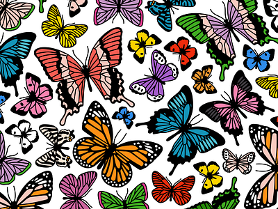 Colorful butterfly illustration - illustrated pattern