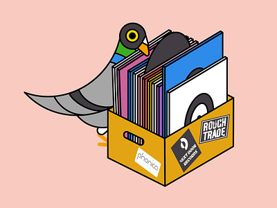 Pigeon shopping for records – illustration advertising editorialart editorialillustration freelanceillustrator graphicdesigner illustration independent shops music ooh pigeon record store records shopping sportart vinyl