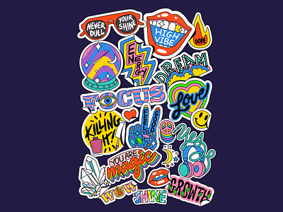 High Vibe - illustrated sticker graphics artdirector beauty colorful illustration editorialart editorialdesign editorialillustration freelanceillustrator gif gifstickers giphy graphicdesigner health highvibe illustrated poster illustration londonillustrator manifesting poster poster design poster graphic