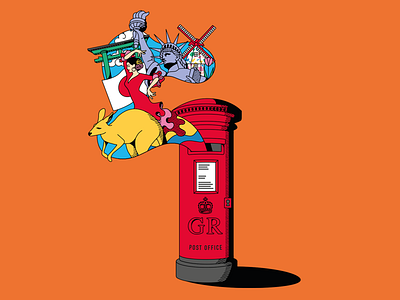 Beefeater Gin - London Spirit, red postbox beefeater gin editorial illustration editorialillustration freelanceillustrator gin illustration postbox spot art spot illustration travel illustration