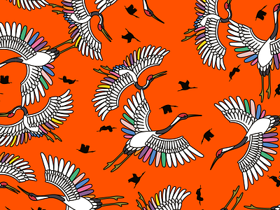 Birds - colorful illustrated cranes pattern animal illustraion bird illustration branding colorful illustration colourful illustration editorialillustration freelanceillustrator illustrated pattern illustration illustrator japanese illustration luxury illustration packaging packaging illustration repeat pattern wildlife illustration