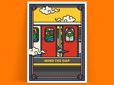 London themed art print illustration - Mind The Gap