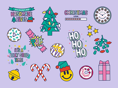 Doughnut Time UK Christmas Collection - Packaging, window decals branding christmas doughnuts freelanceillustrator gifs graphicdesigner icons illustration packaging stickers xmas