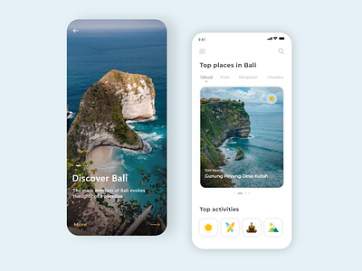 Exlore the nature app apple blue card clean concept exploration figma ios simple travel ui white