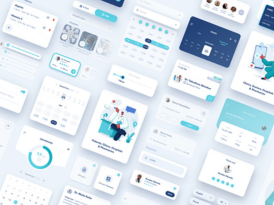 Afrimed UI Components app branding design doctor app healthcare app illustration medical app ui ux