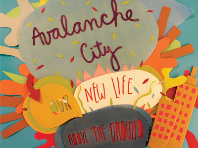 Avalanche City graphic design hand type handcrafted lp cover design