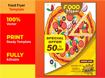 Food Brochure Pizza, flyer design template in A4 size. advertisement branding cover custom design graphic design motion graphics vector