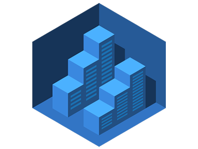 "building or bar chart" logo blue building chart hexagon logo