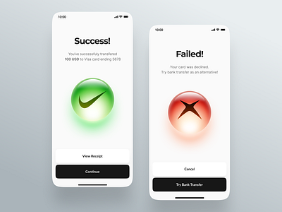 Success & Error: Banking App apple bank banking branding button clean cripto cta design error interface ios logo minimal mobile nft phone success ui ux