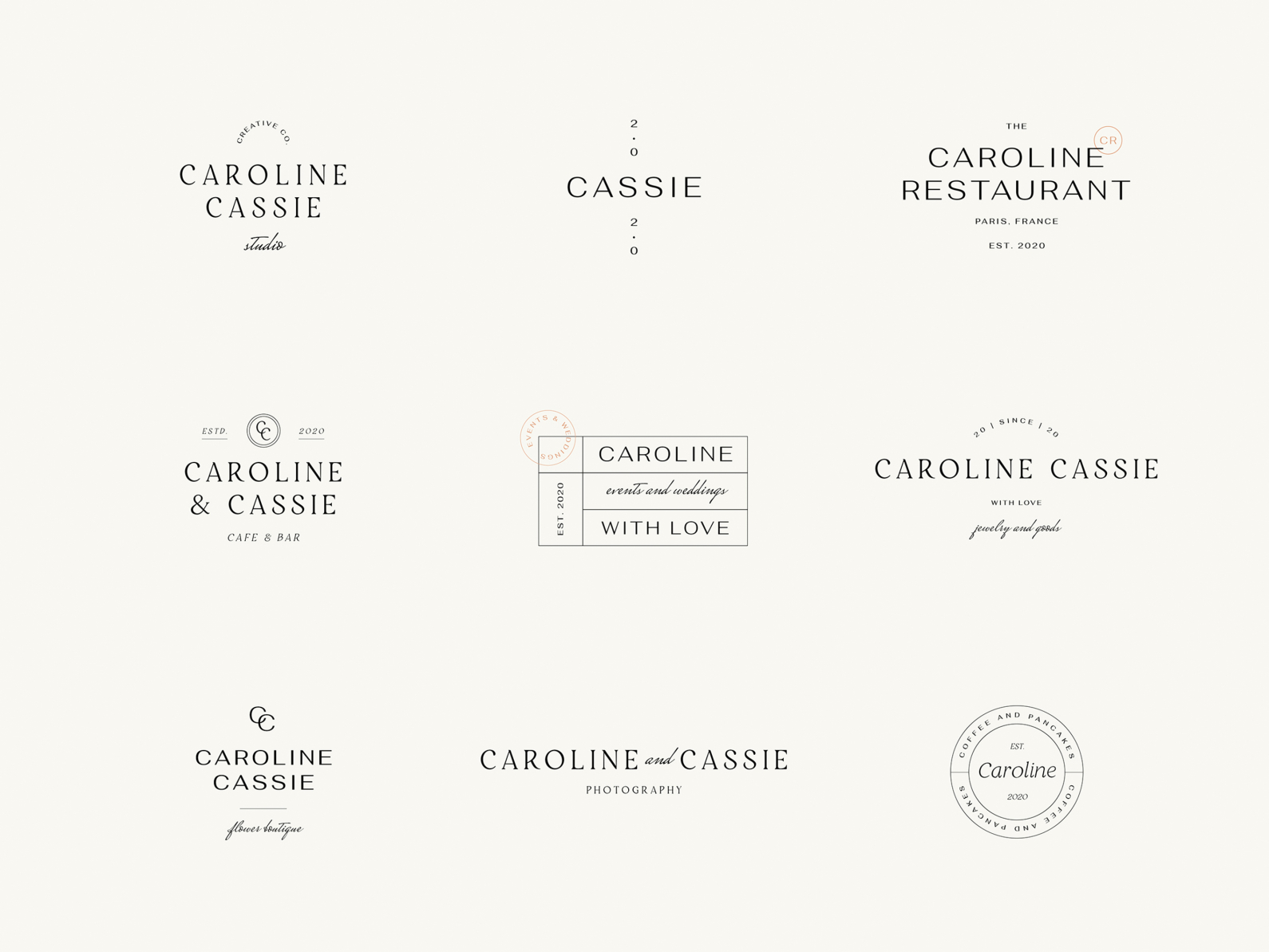 Caroline Logos. 54 Customisable & Minimal Logotypes. Ai Eps Psd by Feel ...