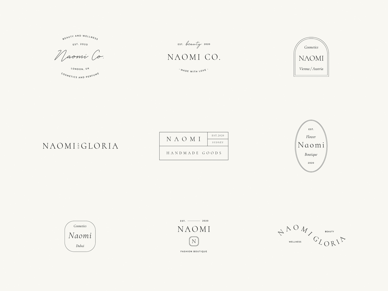 Naomi Logos. 54 Customisable & Minimal Logotypes. Ai Eps Psd by Feel ...