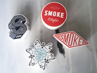 Smoke BBQ Stickers barbecue bbq covington diamond logo odie pig smoke stickers typography