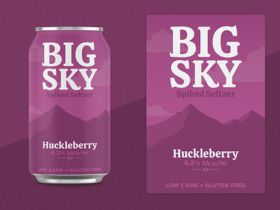 Huckleberry Seltzer alcohol big sky branding can flavor hard seltzer huckleberry logo montana mountain seltzer soda type