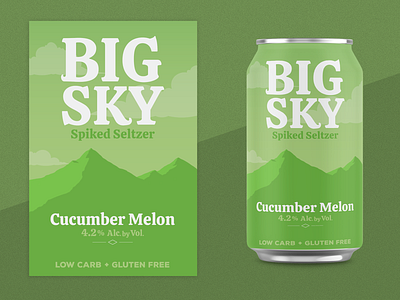 Cucumber Melon Seltzer alcohol big sky branding can flavor hard seltzer logo montana mountain seltzer soda type
