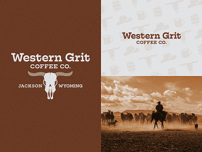 Western Grit Coffee Co. branding coffee cowboy horse logo skull type utah western wild west wyoming