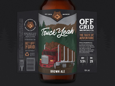 Truck Yeah bear beer beer branding beer label brown ale colorado craft beer illustration lettering logo truck