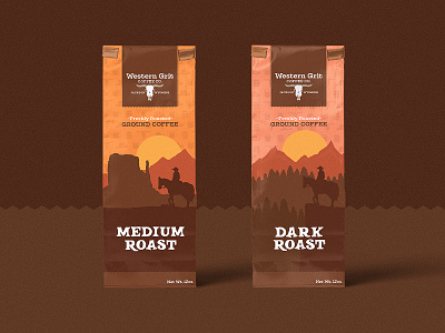 Western Grit Coffee branding coffee cowboy ground coffee illustration logo packaging western wild west