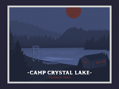Camp Crystal Lake Postcard badge cabin camp camp crystal lake film friday the 13th horror illustration lake postcard