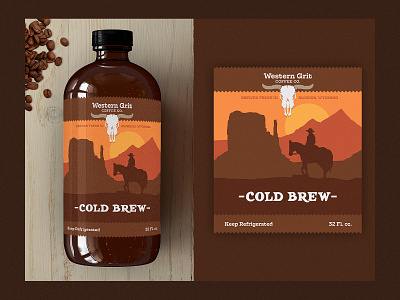 Western Grit Cold Brew branding coffee cold brew cowboy label packaging western wild west