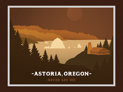 Astoria Postcard 80s astoria badge film goonies illustration oregon postcard the goonies vector