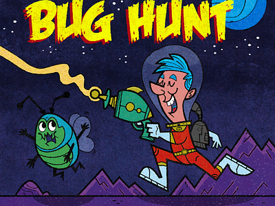 Bug hunt illustration scifi midcentury