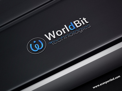 Worldbit Technologies Logo With Free mock-up blue branding clean design dribbble graphic design identity illustration illustrator lettering logo minimal mock up photoshop tech logo type typography vector website wroldbit