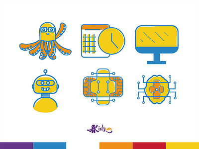 Icons Kidslab brand brand design brand identity creativity design icons icons design illustrations illustrator technology