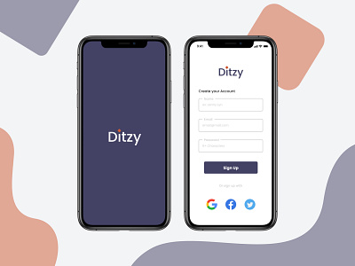 Ditzy Sign Up Page app design flat illustration ui
