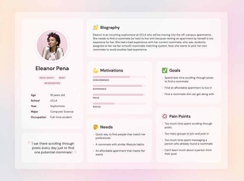 User Persona by Vanessa Lee on Dribbble