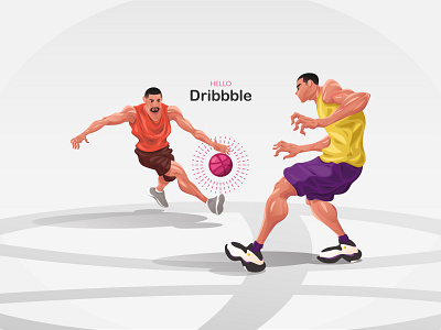 Hello Dribbble :) basketball design illustration vector web