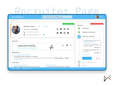 Recruiter Page hiring interiew product design recruitment recruitmentsoftware recruitmentsystem scheduler ui user experience user experience designer user experience ux user interface user interface design userinterface ux