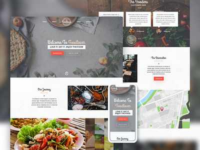 Restaurant UI Web & Mobile - Foodlover branding clean design flat minimal mobile responsive typography ui ux web website