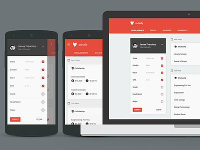 Scholly App Re-Design app flat icon material minimal mobile polymer school ui ux web white