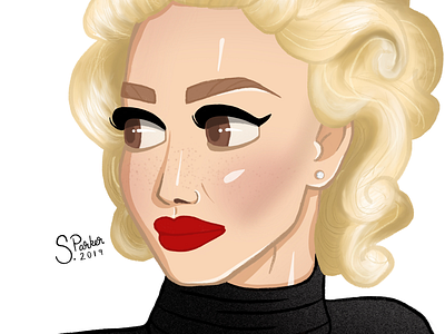 Gwen Stefani 🥰 90srock cartoon cartoonportrait characterdesign gwenstefani pinup portrait redlips stylisedportrait
