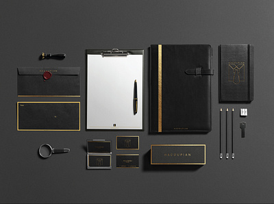 Hacoupian black branding design gold illustration logo office paper stationery