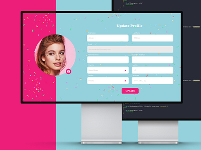 Social Sweet Profile Page blue dailyui dailyuichallenge design donut girl illustration imac imac pro pink profile social sweet ui ux vector web