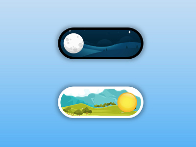 Dark Mode / Light Mode Switch dailyui dark mode day design illustration light mode lunar moon night off on solar sun switch ui ux vector