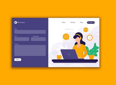 Contact Us contact us dailyui design email illustration purple text ui ux vector yellow