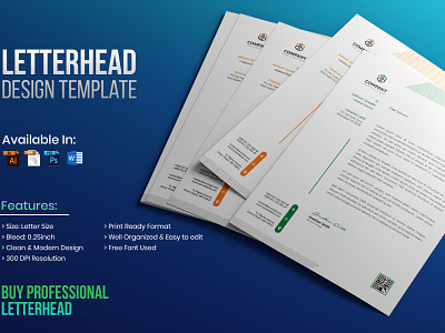 Letterhead design template agency business company design letterhead design marketing template