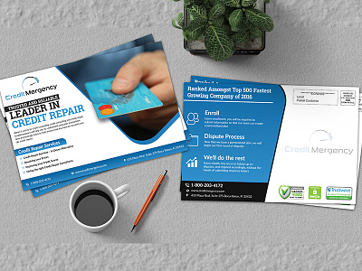 Credit Repair Postcard advertisement agency business clean commercial company design illustration marketing postcard